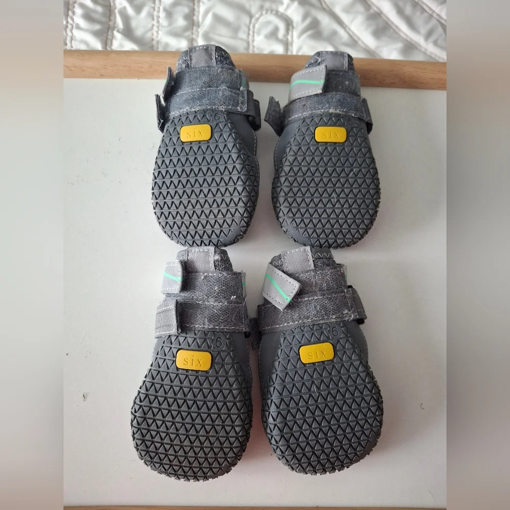 SlowTon Dog Shoes Breathable Paw Protector Anti Slip Dog Boots Grey Size 6
